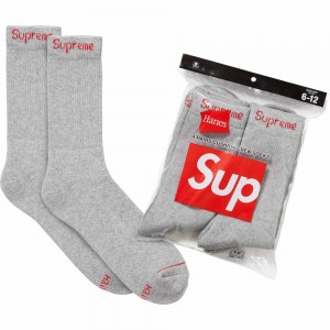 Supreme Hanes® Crew Socks (4 Pack) ソックス グレー | JP-972106