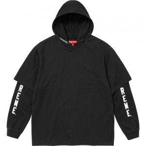 Supreme Layered Hooded L/S Top Tシャツ 黒 | JP-089275
