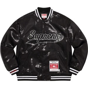 Supreme Mitchell & Ness® Sequin Varsity ジャケット 黒 | JP-925176