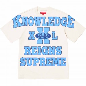 Supreme Overprint Knowledge S/S Top Tシャツ Weiß | JP-263987