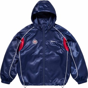 Supreme Satin Hooded Track ジャケット ネイビー | JP-319846