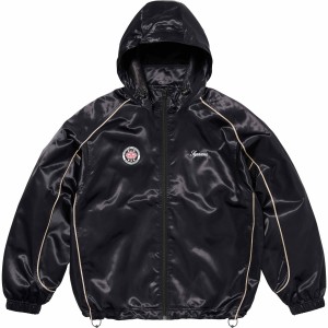 Supreme Satin Hooded Track ジャケット 黒 | JP-598670