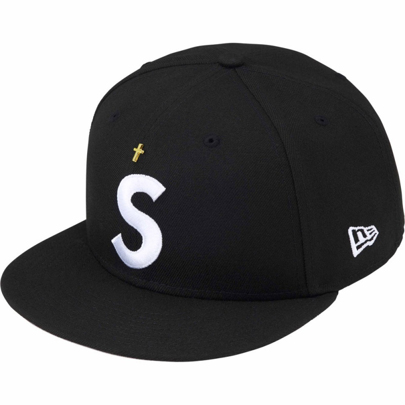 Supreme Gold Cross S Logo New Era® キャップ 黒 | JP-672934
