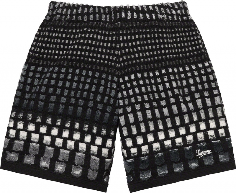 Supreme Gradient Grid Knit ショーツ 黒 | JP-241805