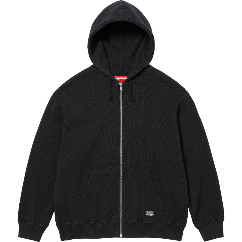 Supreme Hooded Zip Up Thermal パーカー 黒 | JP-398172