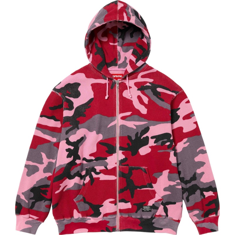 Supreme Hooded Zip Up Thermal パーカー ピンク 迷彩 | JP-397182