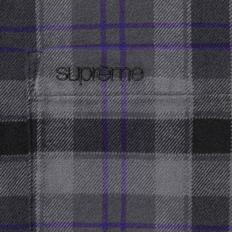 Supreme Plaid Flannel シャツ 黒 | JP-628075