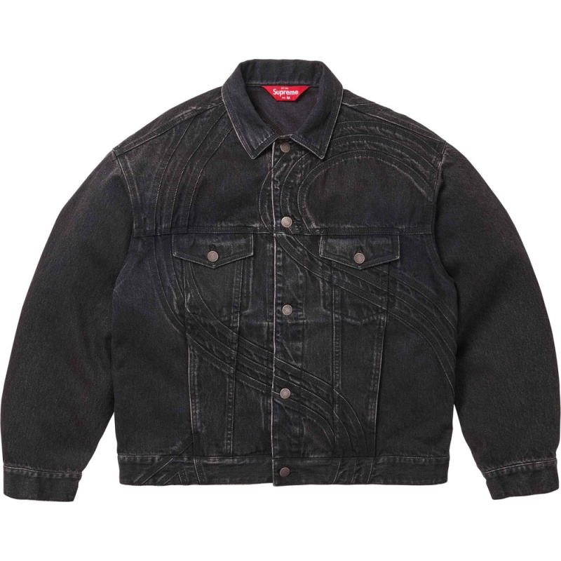 Supreme S Logo Denim Trucker ジャケット 黒 | JP-685379