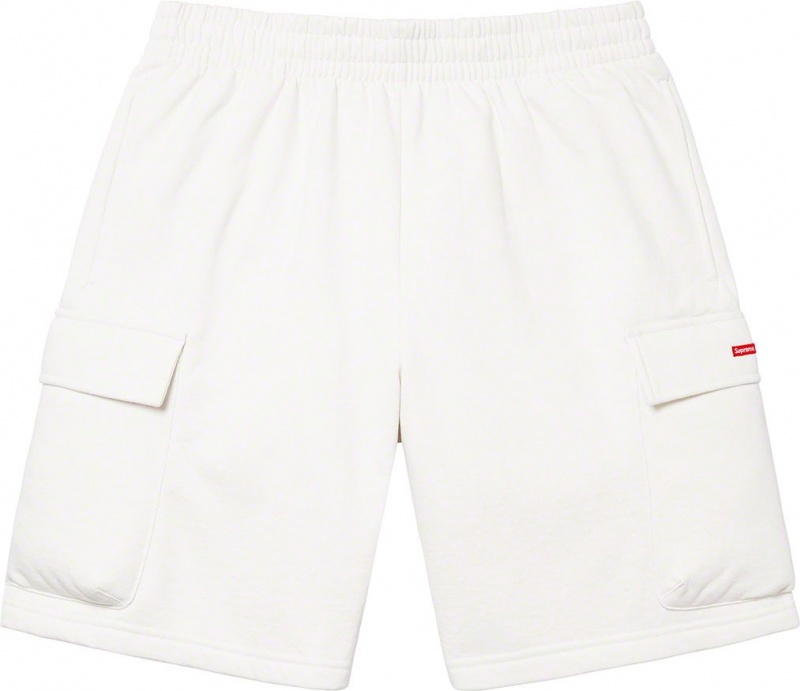 Supreme Small Box Baggy Cargo Sweatshort ショーツ 白 | JP-953217