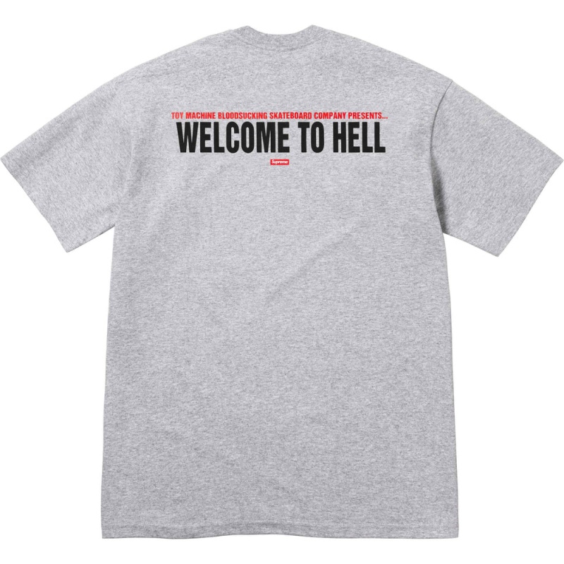 Supreme Toy Machine Welcome To Hell Tee Tシャツ グレー | JP-251870