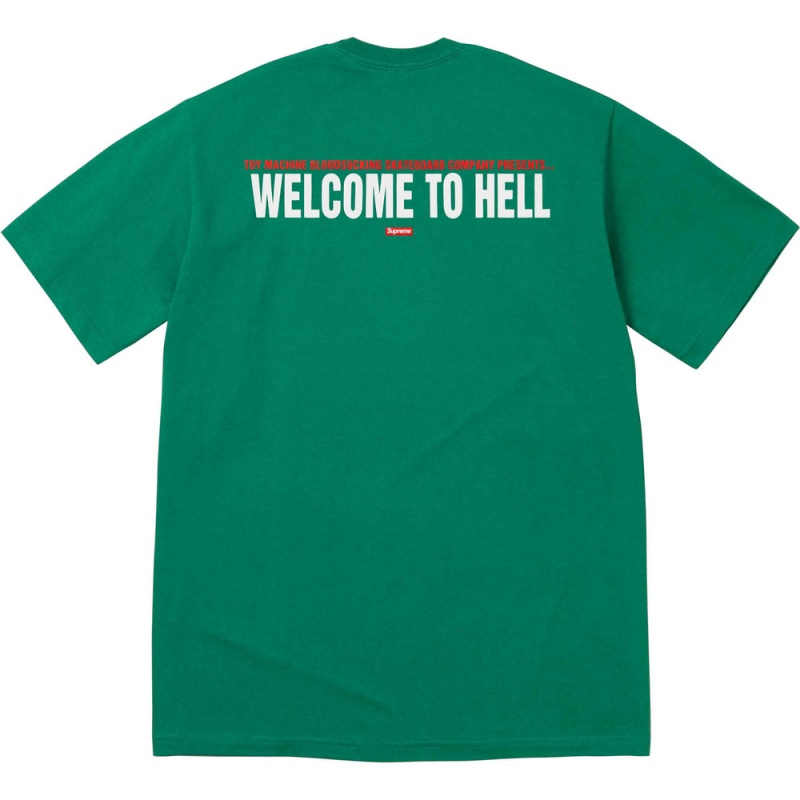Supreme Toy Machine Welcome To Hell Tee Tシャツ 深い緑 | JP-423968