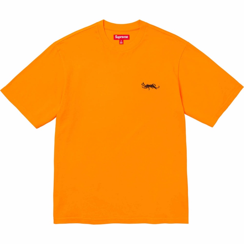 Supreme Washed Tag S/S Top Tシャツ オレンジ | JP-023594